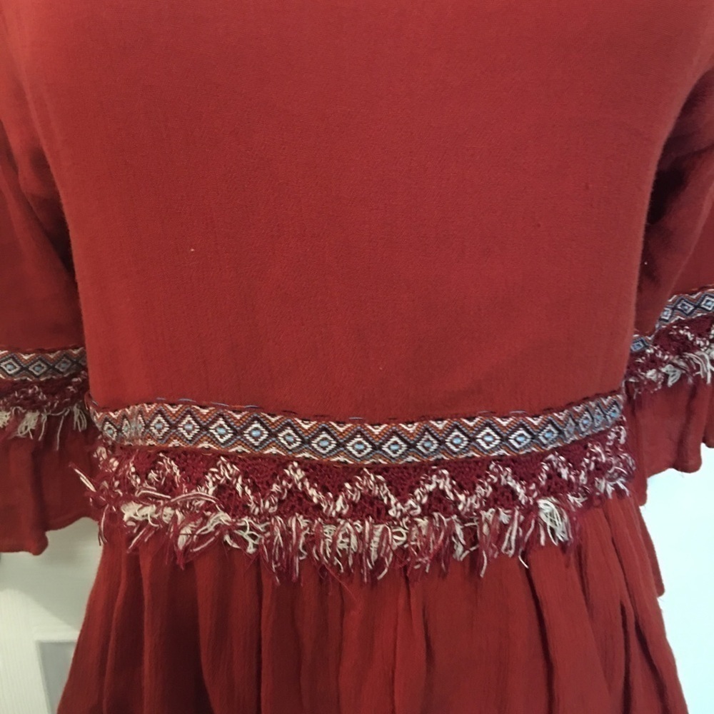 JOY JOY PULLON TOP SZ XS. BOHO FRAYED TRIM - Picture 2 of 9